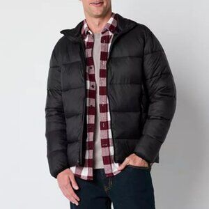 St. John's Bay Mens Water Resistant Midweight Puffer Jacket, X-large, Black
